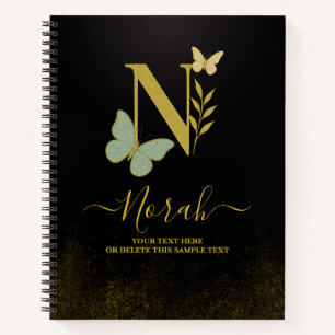 Cuaderno Cubierta para portátiles de mariposa N carta dorad