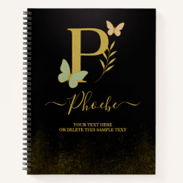 Cuaderno Cubierta para portátiles de mariposa P carta dorad