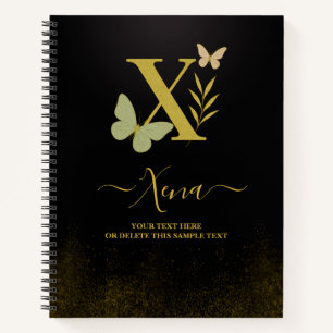 Cuaderno Cubierta para portátiles de mariposa X carta dorad