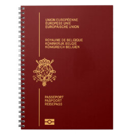 Cuaderno Cubierta pasaporte Belgica