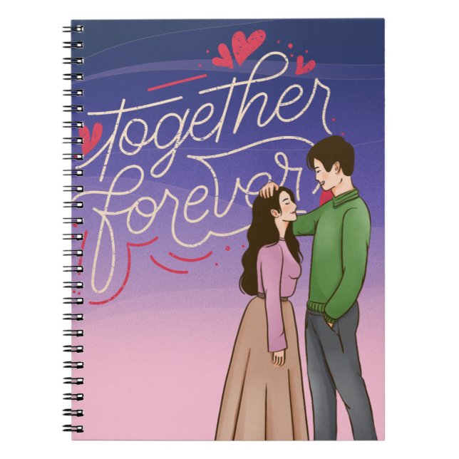 Cuaderno Cubierta romántica para portátiles con pareja de K (Frente)