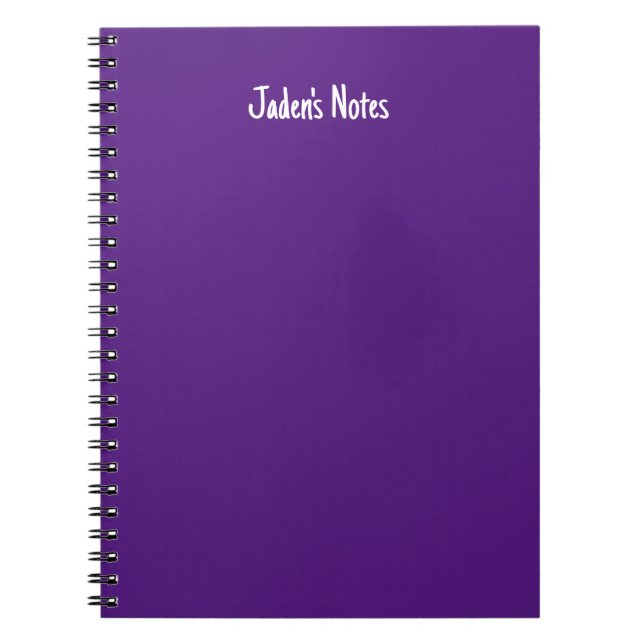 Cuaderno Cubierta simple morada con nombre personalizado (Frente)