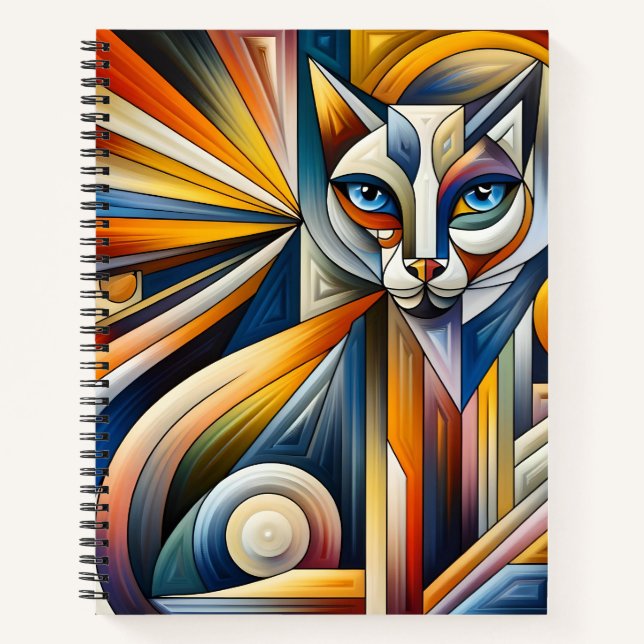 Cuaderno Cubism Cat Design Bullet Line Notebook (Anverso)