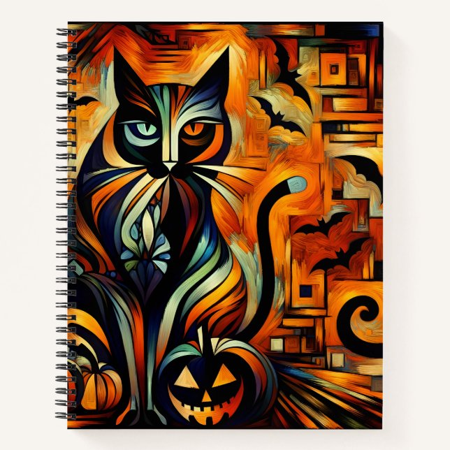 Cuaderno Cubism Halloween Cat Bullet Line Receta para encua (Anverso)
