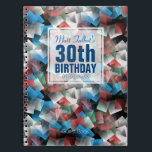 Cuaderno Cubist Abstract 30th Birthday Guest Book 1a<br><div class="desc">Beautiful abstract background with a half-transparent white square tag (tiny transparent border) for name,  date and birthday . All is customizable.</div>