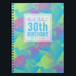 Cuaderno Cubist Abstract Pastel 30th Birthday Guest Book 2a<br><div class="desc">Beautiful abstract background (pastel colors: blue,  light green and pink) with a half-transparent white square tag (tiny transparent border) for name,  date and birthday. All is customizable. Available in hard cover.</div>