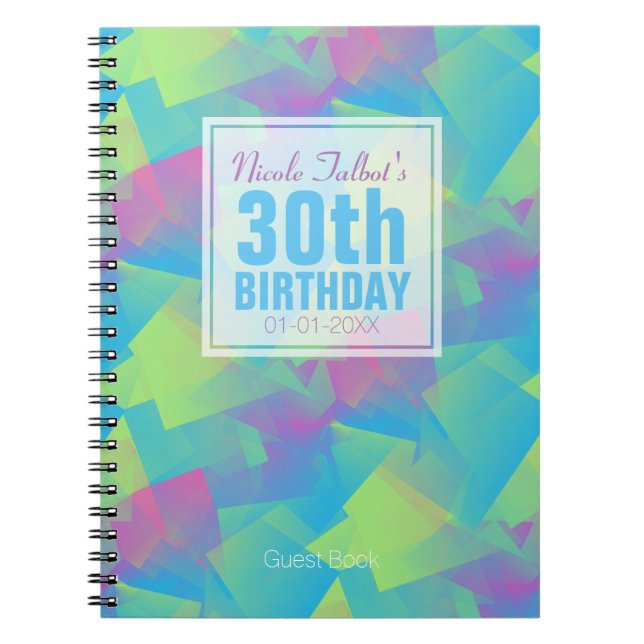 Cuaderno Cubist Abstract Pastel 30th Birthday Guest Book 2a (Frente)