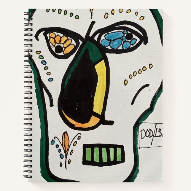 Cuaderno Cubist Day of the Dead Skull Spiral Notebook (Anverso)