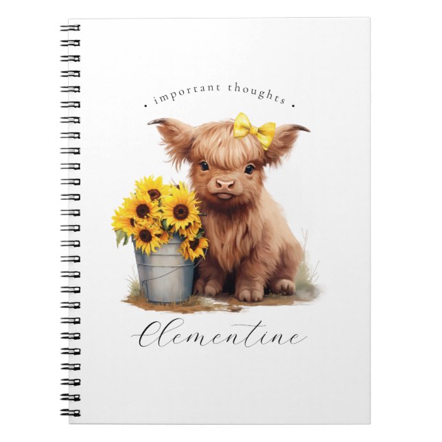 Cuaderno Cubo de girasol de vaca Highland (Frente)