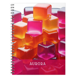 Cuaderno Cubos de gelatina abstractos de color rosa naranja