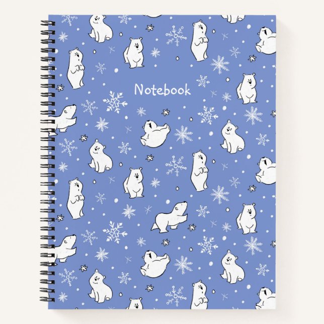 Cuaderno Cubos de oso polar y copos de nieve - Personalizad (Anverso)