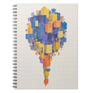 Cuaderno Cubos geométricos abstractos flotantes en acuarela