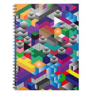 Cuaderno Cubos isométricos 3D, sin soldadura geométrica.