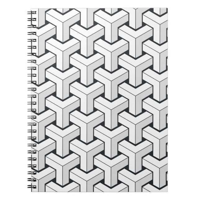 Cuaderno Cubos isométricos patrón negro blanco (Frente)