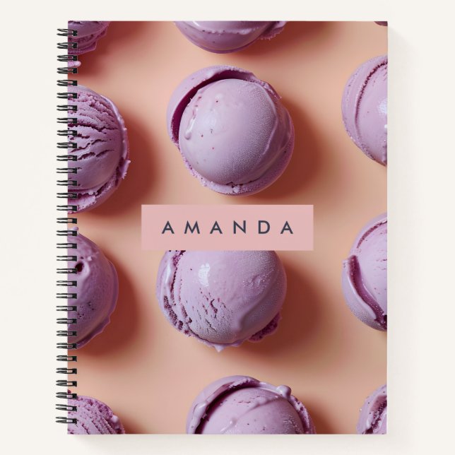 Cuaderno Cuchara para helado morada personalizada (Anverso)