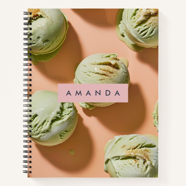 Cuaderno Cucharada de Helado de Matcha Personalizada (Anverso)
