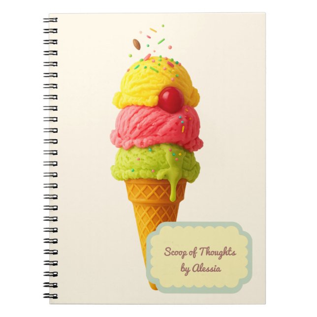 Cuaderno Cucharada de Pensamientos – Helado Personalizado (Frente)