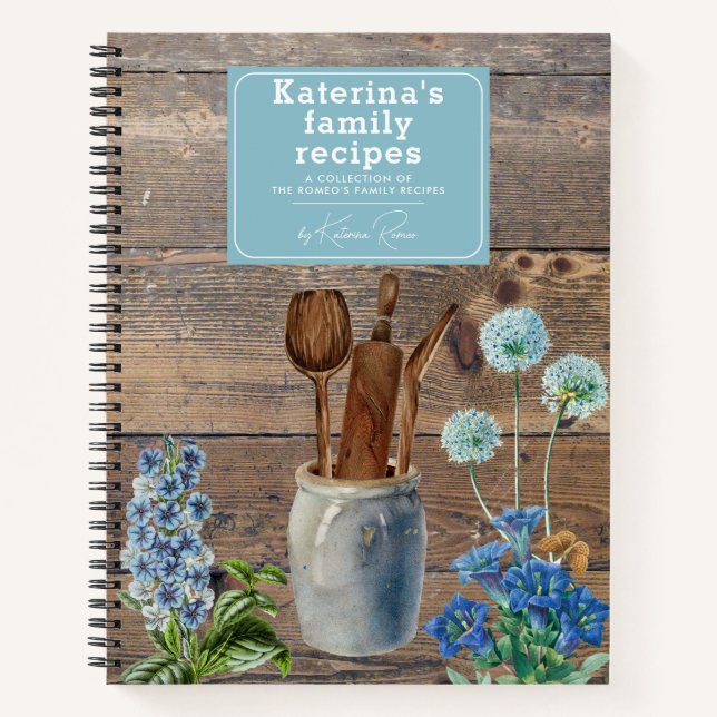 Cuaderno Cucharas de madera para cocina de flores silvestre (Anverso)