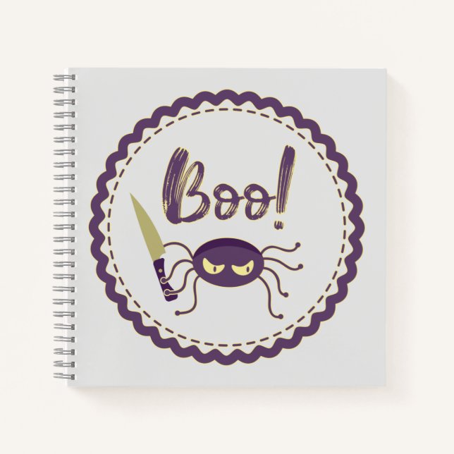 Cuaderno Cuchillo de mano de personaje de araña divertido d (Anverso)