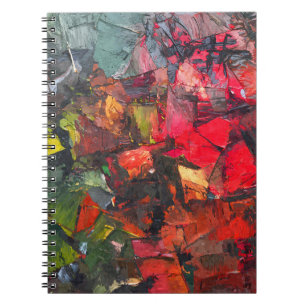 Cuaderno Cuchillo de paleta abstracta verde rojo texturizad