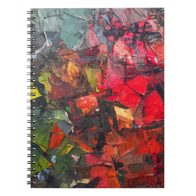 Cuaderno Cuchillo de paleta abstracta verde rojo texturizad (Frente)