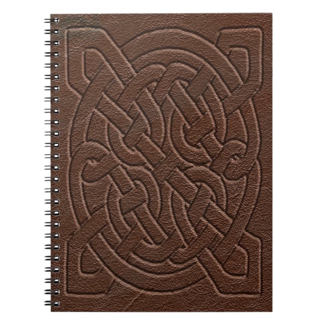 Cuaderno Cuello celta Grabado en relieve de cuero marrón (Frente)