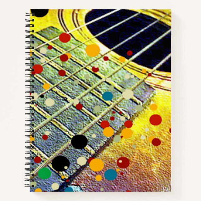 Cuaderno Cuerdas de guitarra acuarela musical (Anverso)