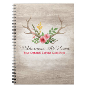 Cuaderno Cuerno de ciervo rústico bohemio floral acuarela m