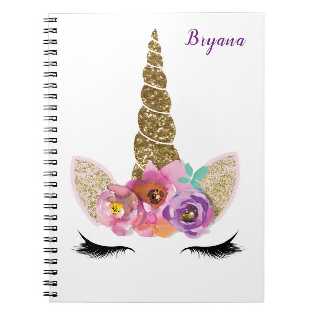 Cuaderno Cuerno de Unicornio con Brillo Dorado Chicas Glam  (Frente)