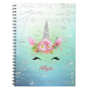 Cuaderno Cuerno musical unicornio y pestañas florales