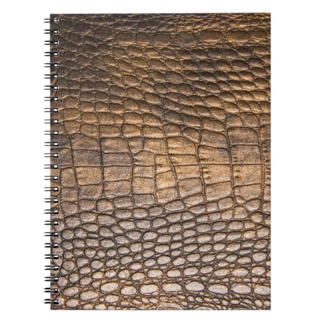 Cuaderno Cuero cocodrilo. Fondo de cuero marrón y (Frente)