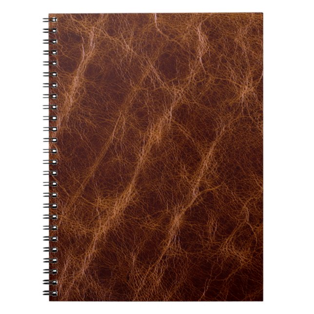 Cuaderno Cuero de cuero marrón, textura, abstracto,acento (Frente)