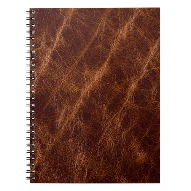 Cuaderno Cuero de cuero marrón, textura, abstracto,acento (Frente)