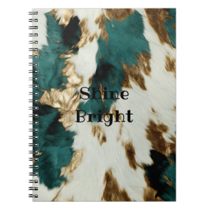 Cuaderno Cuero de vaca esmeralda dorado blanco occidental