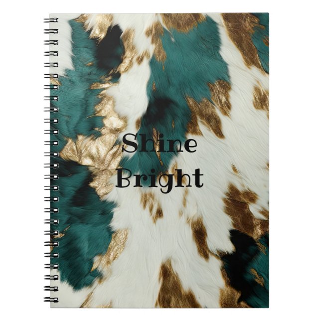 Cuaderno Cuero de vaca esmeralda dorado blanco occidental (Frente)
