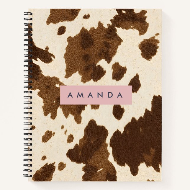Cuaderno Cuero de Vaca Marrón Rústico Personalizado (Anverso)