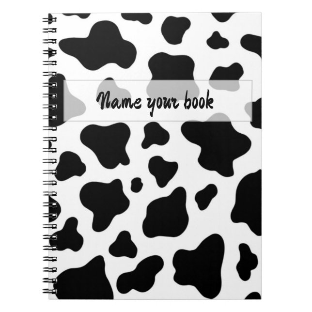 Cuaderno Cuero de vaca negro y blanco rústico de moda de gr (Frente)