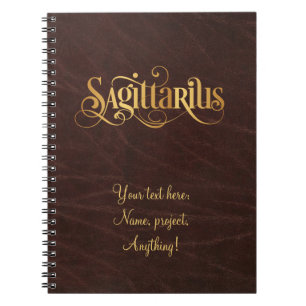 Cuaderno Cuero del oro del sagitario del Rótulo del zodiaco