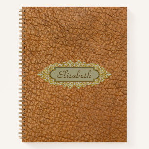 Cuaderno Cuero falso marrón vintage con nombre personalizad