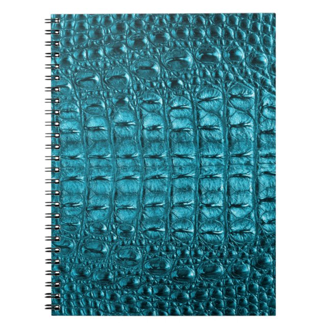Cuaderno cuero femenino del cocodrilo de las azules (Frente)