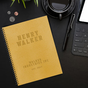 Cuaderno Cuero Grabado en relieve personalizado de oro amar