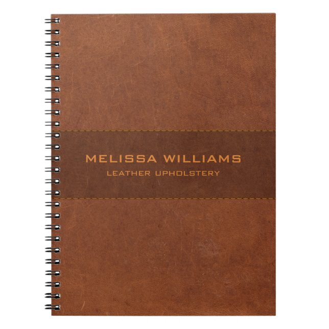 Cuaderno Cuero marrón con efecto de puntas (Frente)