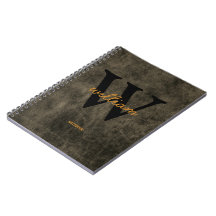 Cuero monograma negro nombre con letra script chic