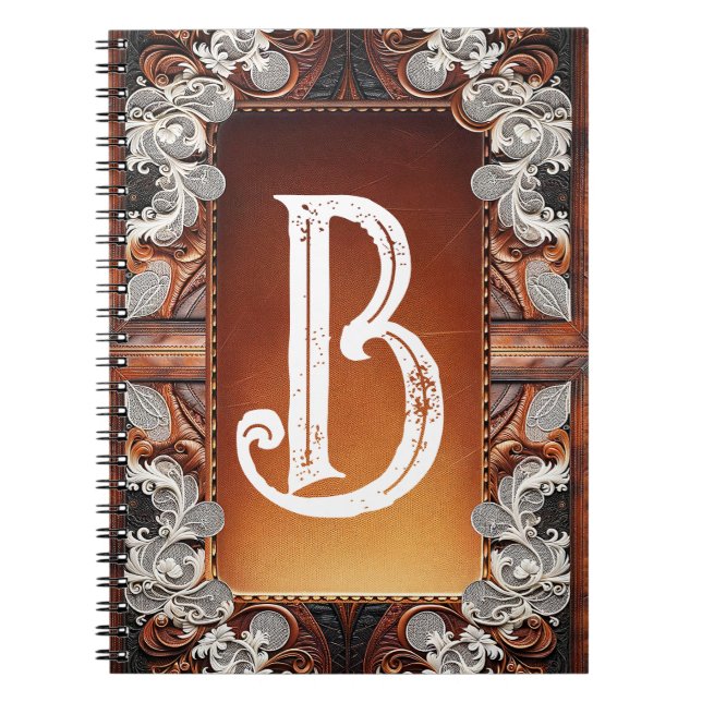 Cuaderno Cuero multicolor y Boda rústico elegante de encaje (Frente)