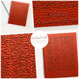 Cuaderno Cuero Naranja Grabado en relieve