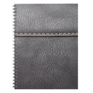 Cuaderno Cuero negro cosido con punzonado blanco