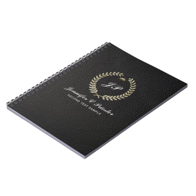 Cuaderno Cuero negro de cuero rojo Laurel personalizado (Lado Izquierdo)