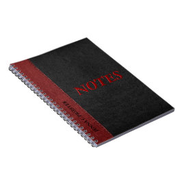 Cuaderno Cuero Negro Y Rojo