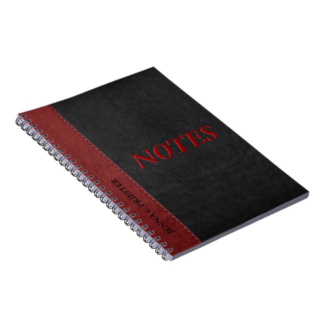 Cuaderno Cuero Negro Y Rojo (Lado Derecho)