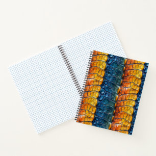 Cuaderno Cuero Reptil Azul Amarillo